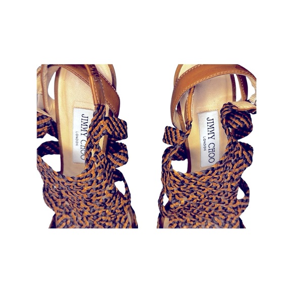 Jimmy Choo brown suede and python platform heels - Picture 2 of 6